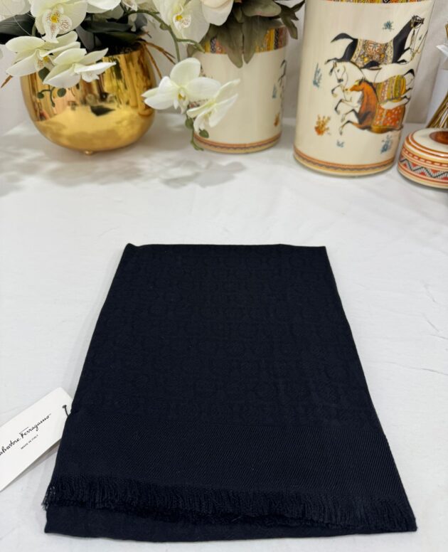 İTHAL A+ Salvatore Yün İpek Çift Taraflı Marka Şal 87452 - Siyah