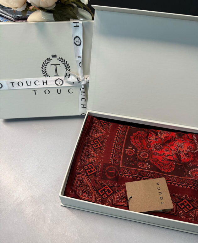 Touch İthal Etnik Desen Yün İpek Şal-34770 -Mor