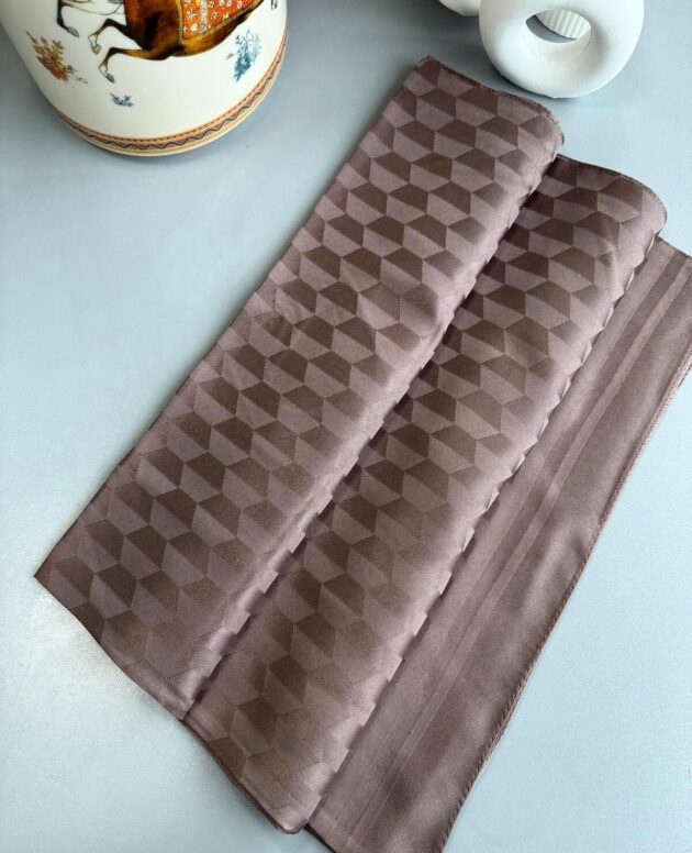 Qoza Desen İpeksi Jakar Şal - Koyu Kahve