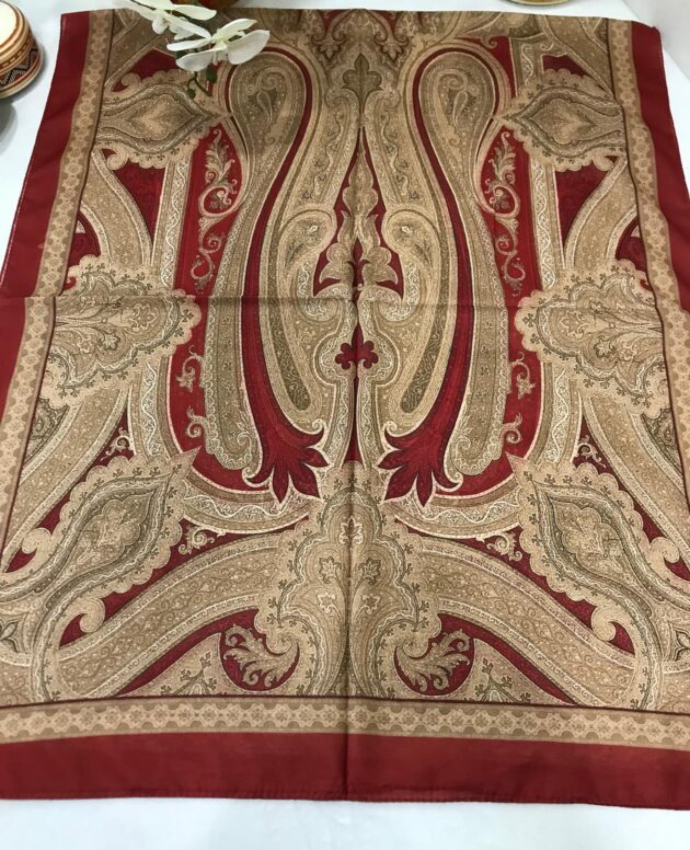 Etro Pamuk İpek Şal -987654 Gold Bordo