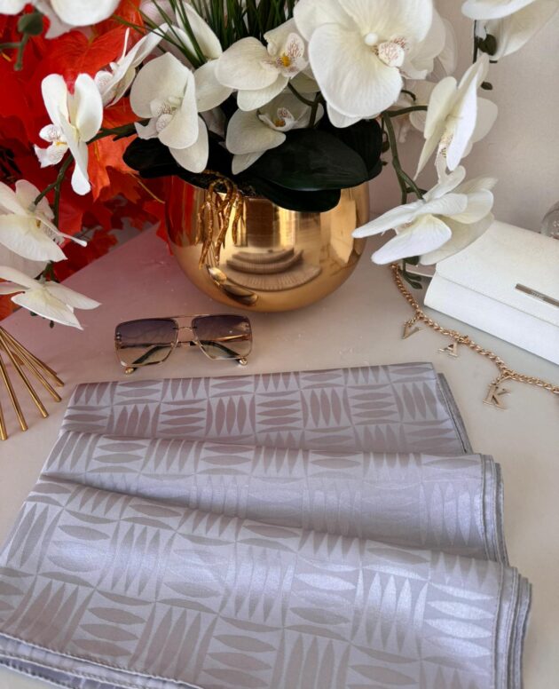 Kibrit Desen İpeksi Jakar Şal 44511 - Gri