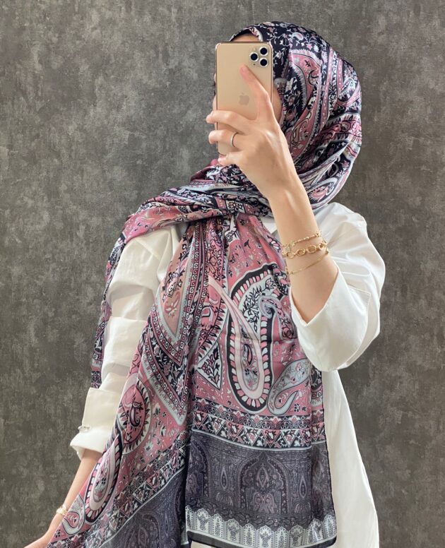 Etro Desen Vual İpek Şal - Gül kurusu