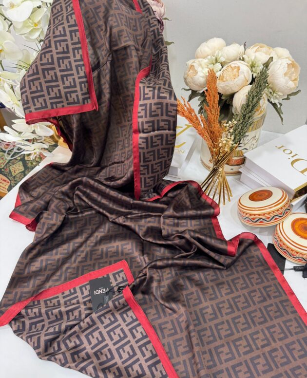 Fendi İthal Vual İpek Şal-Bordo"