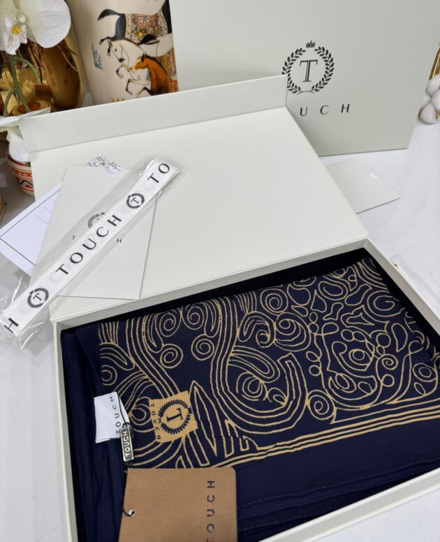 Touch İthal Etnik Desen Pamuk İpek Şal 63459- Vizon