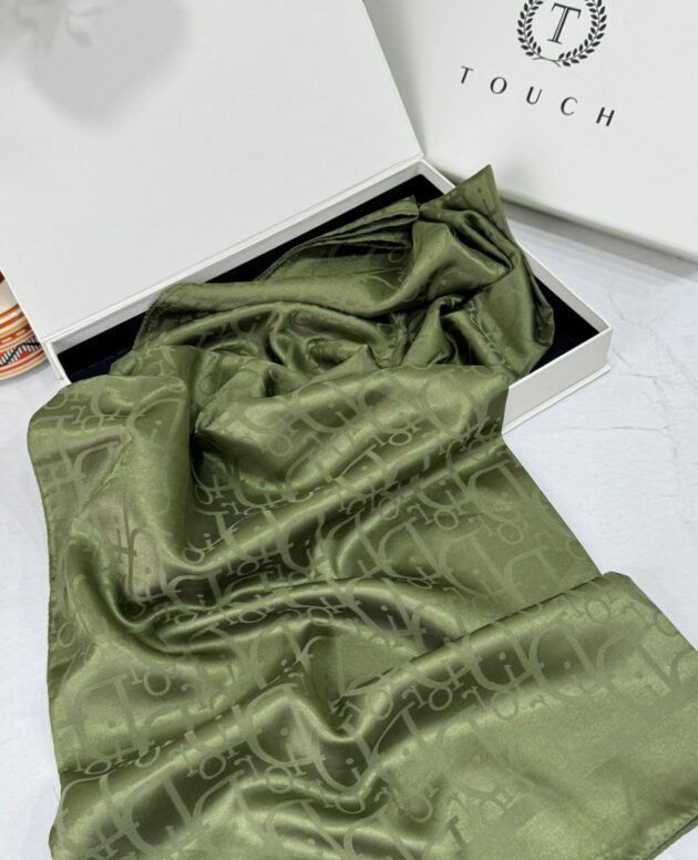 Dior Desen Pamuk İpeksi Jakar Şal 88731 - Mercan Yeşili