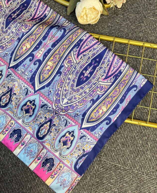 Anka Desen Vual İpek Şal-768568-Lacivert