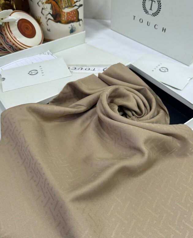 New Desen Pamuk Jakar İpek Şal - 19450 - Vizon