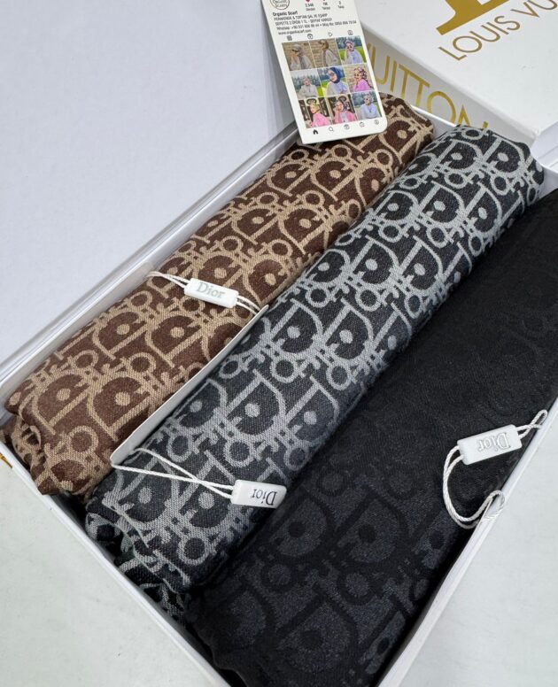 En Çok Satan 3'li Set Dior Desen Pamuk Yün İpek Şal