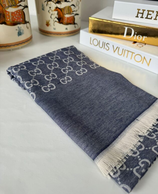 Gucci İthal Çift Taraflı Pamuk Yün İpek - Lacivert