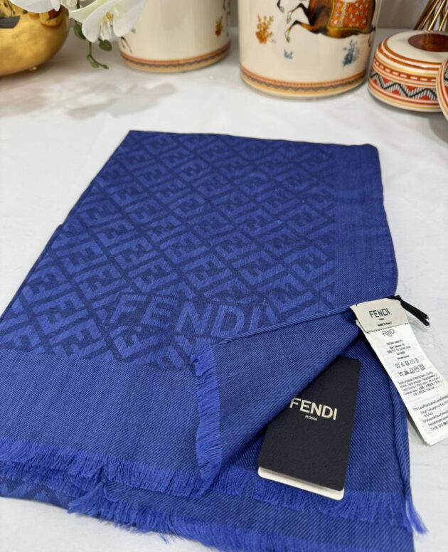 İTHAL A+ Fendi Yün İpek Çift Taraflı Marka Şal 87452 - Saks