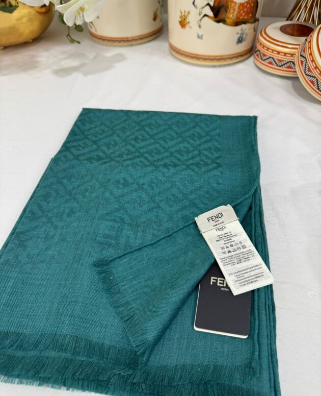 İTHAL A+ Fendi Yün İpek Çift Taraflı Marka Şal 87452 - Zümrüt