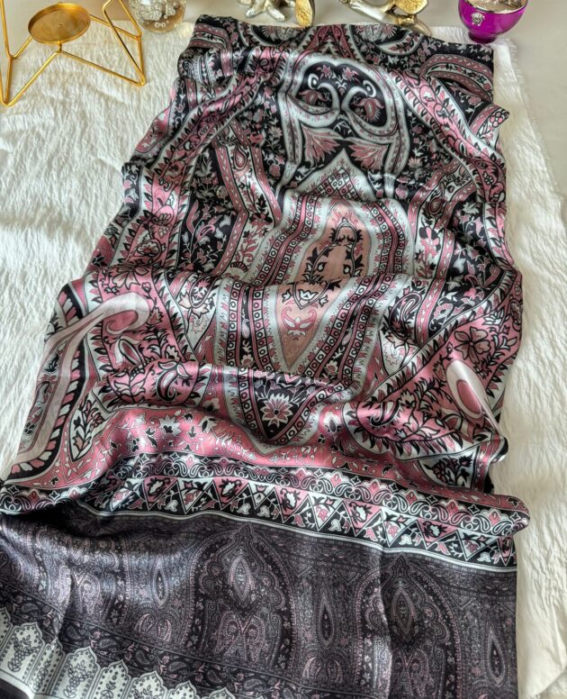 Etro Marka İthal Etnik Desen Vual İpek Şal - Pudra