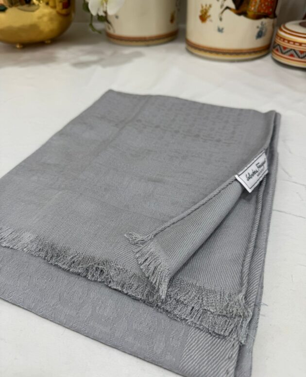 İTHAL A+ Salvatore Yün İpek Çift Taraflı Marka Şal 87452 - Gri