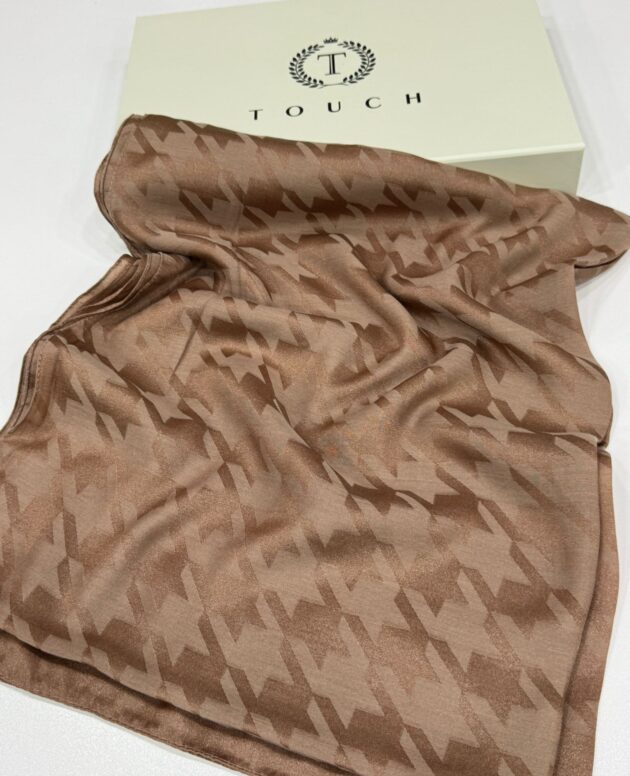 Kazayağı Desen İpeksi Jakar Şal-75312-Kahve