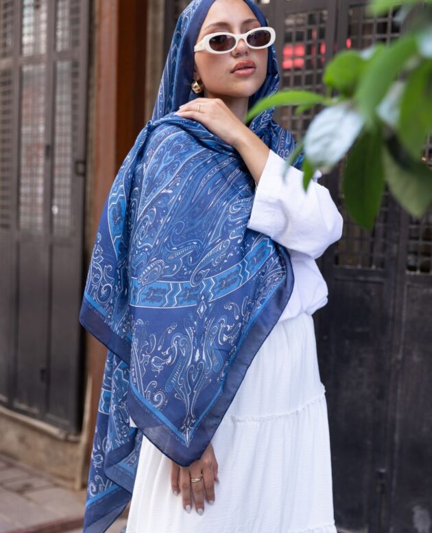 Etro Pamuk İpek Şal 52340 -Mavi-lacivert