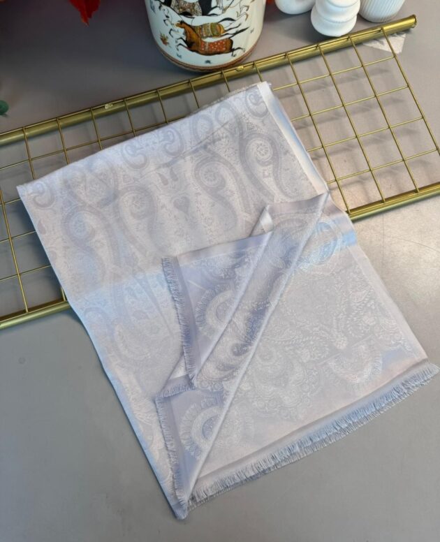 Dubai Kendinden Dokulu Çift Taraflı İpek Şal - 5252 -Gri