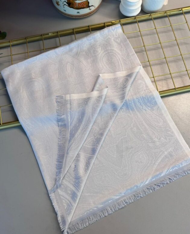 Milano Kendinden Dokulu Çift Taraflı İpek Şal - 8963- Gri