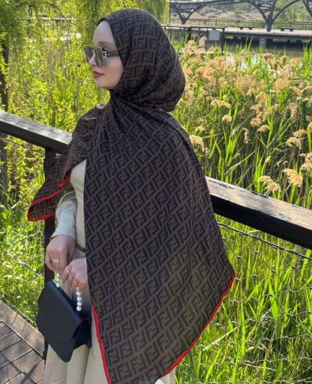 İTHAL A+ Fendi Yün İpek Çift Taraflı Marka Şal 87478 - Bordo Biyeli