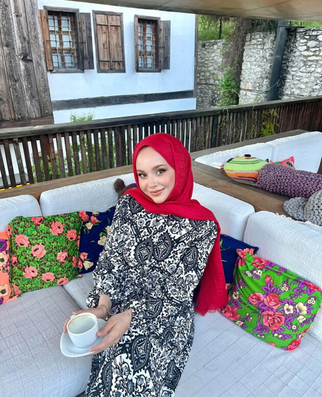 A Kalite Fendi Yün İpek Çift Taraflı Marka Şal 87452 - Kırmızı