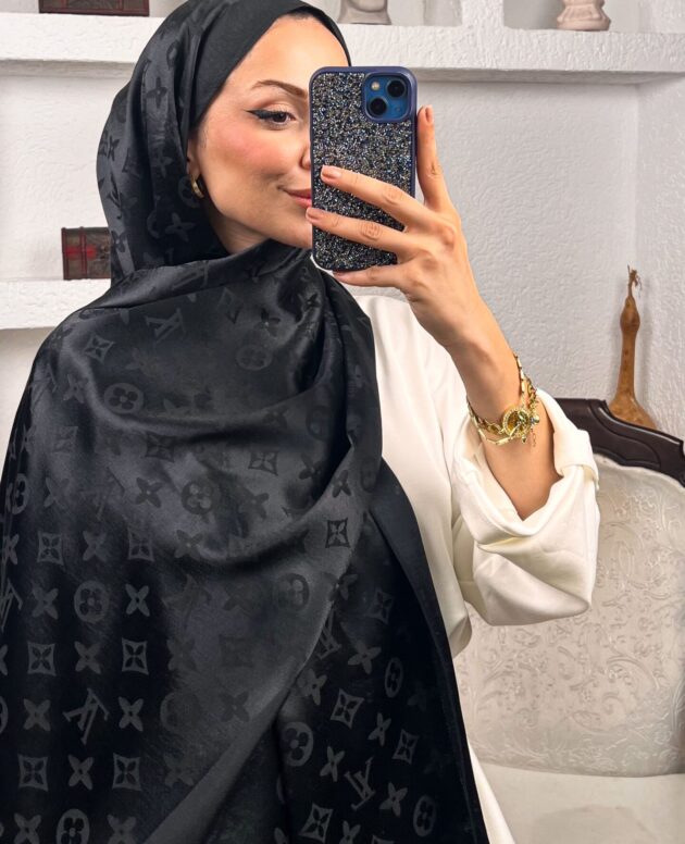 İthal Lv Pamuk Yün İpek Şal 49104 - Siyah