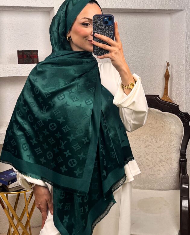 İthal Lv Pamuk Yün İpek Şal 49104 - Zümrüt