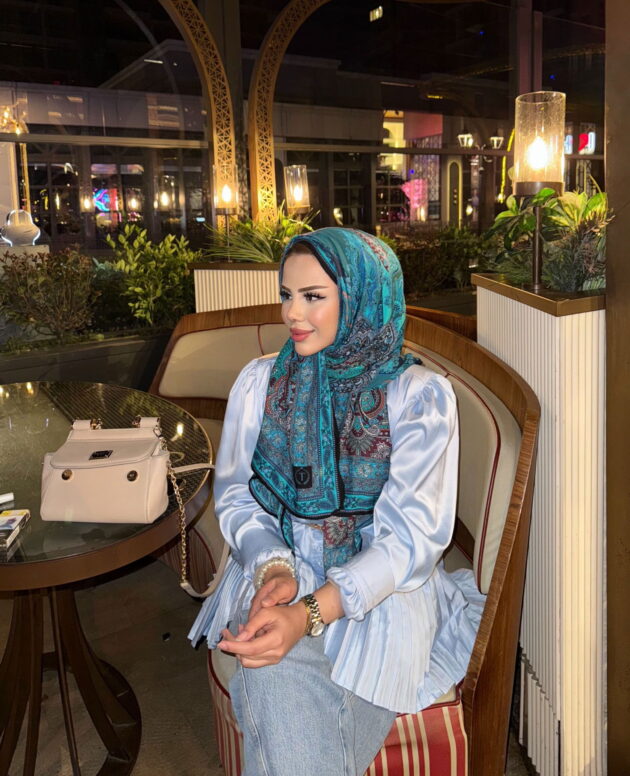 Touch İthal Etnik Desen Yün İpek Şal- 35110 - Bebe Mavisi