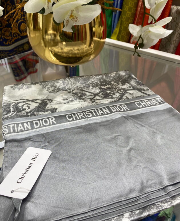 Dior İthal Vual İpek Şal - Gri