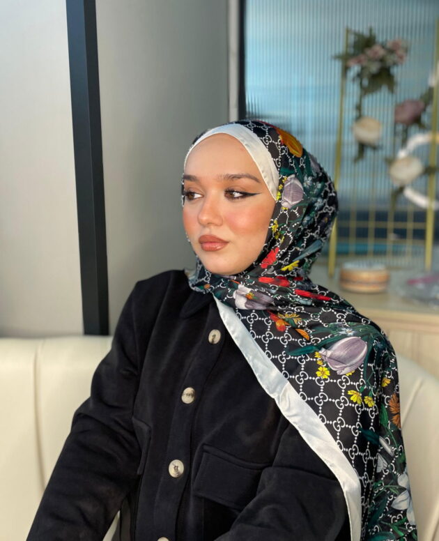 İtal Çiftaraflı vual ipek 23561 - açık krem/siyah