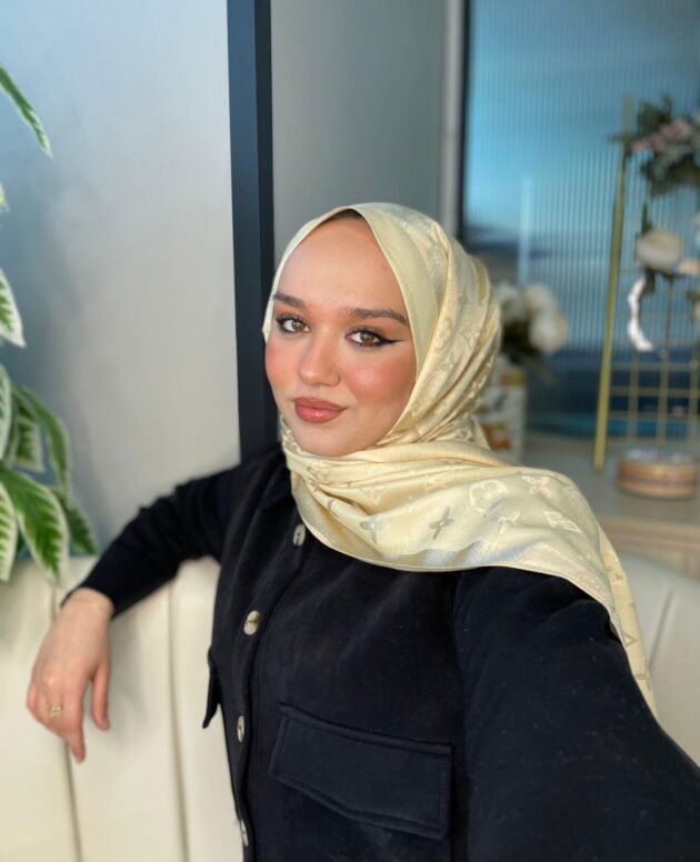 İthal Lv Pamuk Yün İpek Şal 49104 - Bej