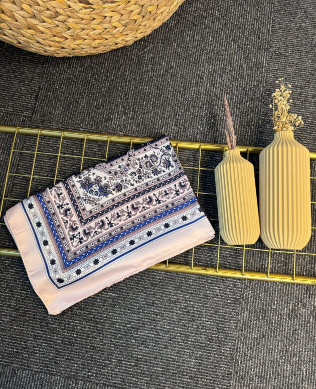 Etnik Desen Pamuk İpek Şal-456789-Gece Mavi