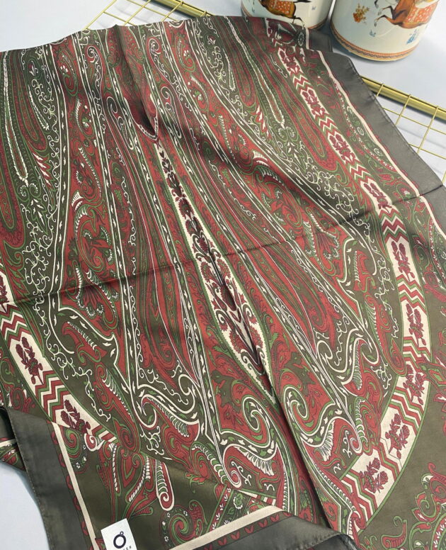 Etro Pamuk İpek Şal 52340 - Yeşil-Bordo