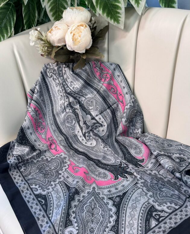Etro Pamuk İpek Şal -987654- Siyah Pembe