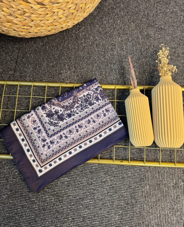 Etnik Desen Pamuk İpek Şal-456789-Menekşe