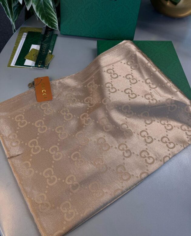 Gucci İthal Yün İpek Şal Tam Set Kutulu Sertifikalı-Gold