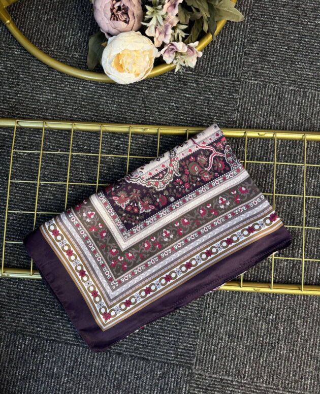 Etnik Desen Pamuk İpek Şal-456789-Mor