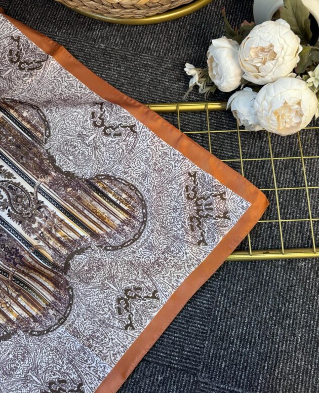 Diamond Desen Vual İpek Şal-030405-Tarçın