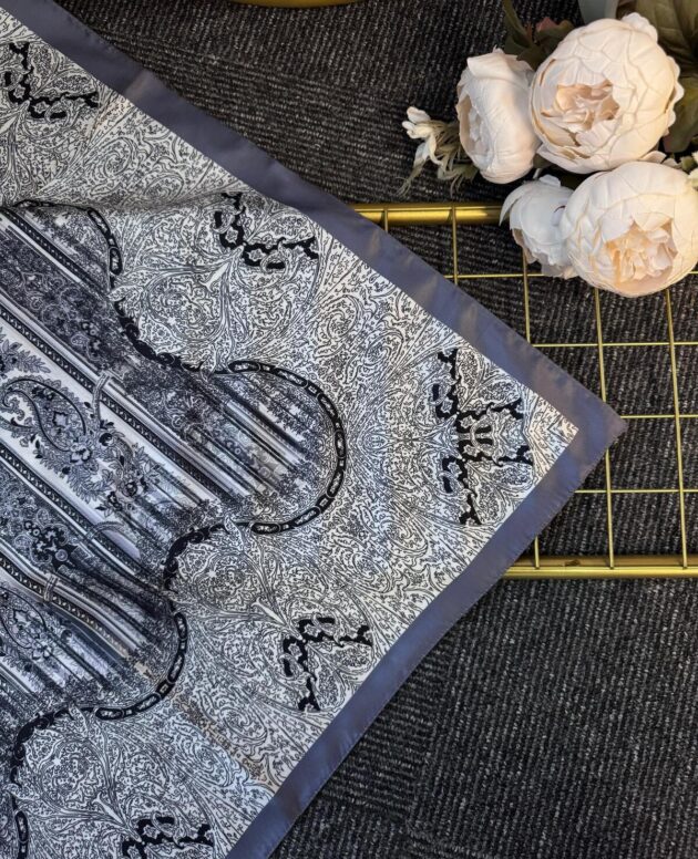 Diamond Desen Vual İpek Şal-030405-Gümüş