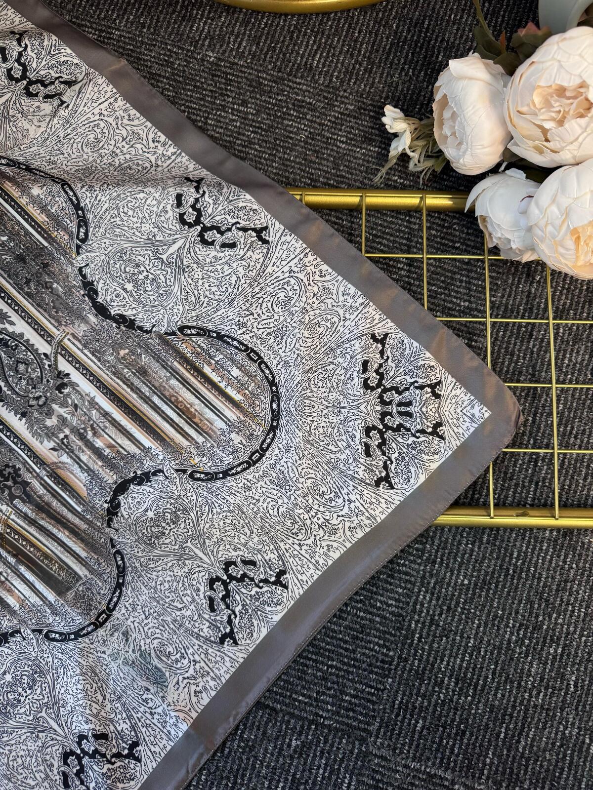 Diamond Desen Vual İpek Şal-030405-Mocha