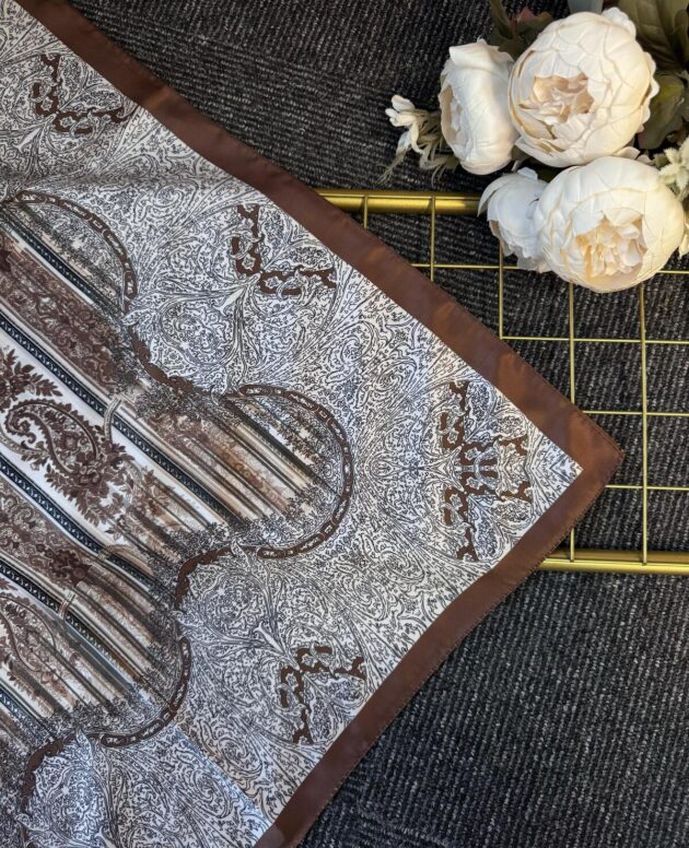 Diamond Desen Vual İpek Şal-030405-Toprak