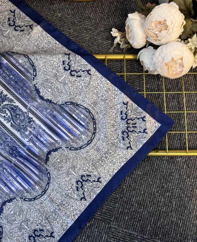 Diamond Desen Vual İpek Şal-030405-Lacivert