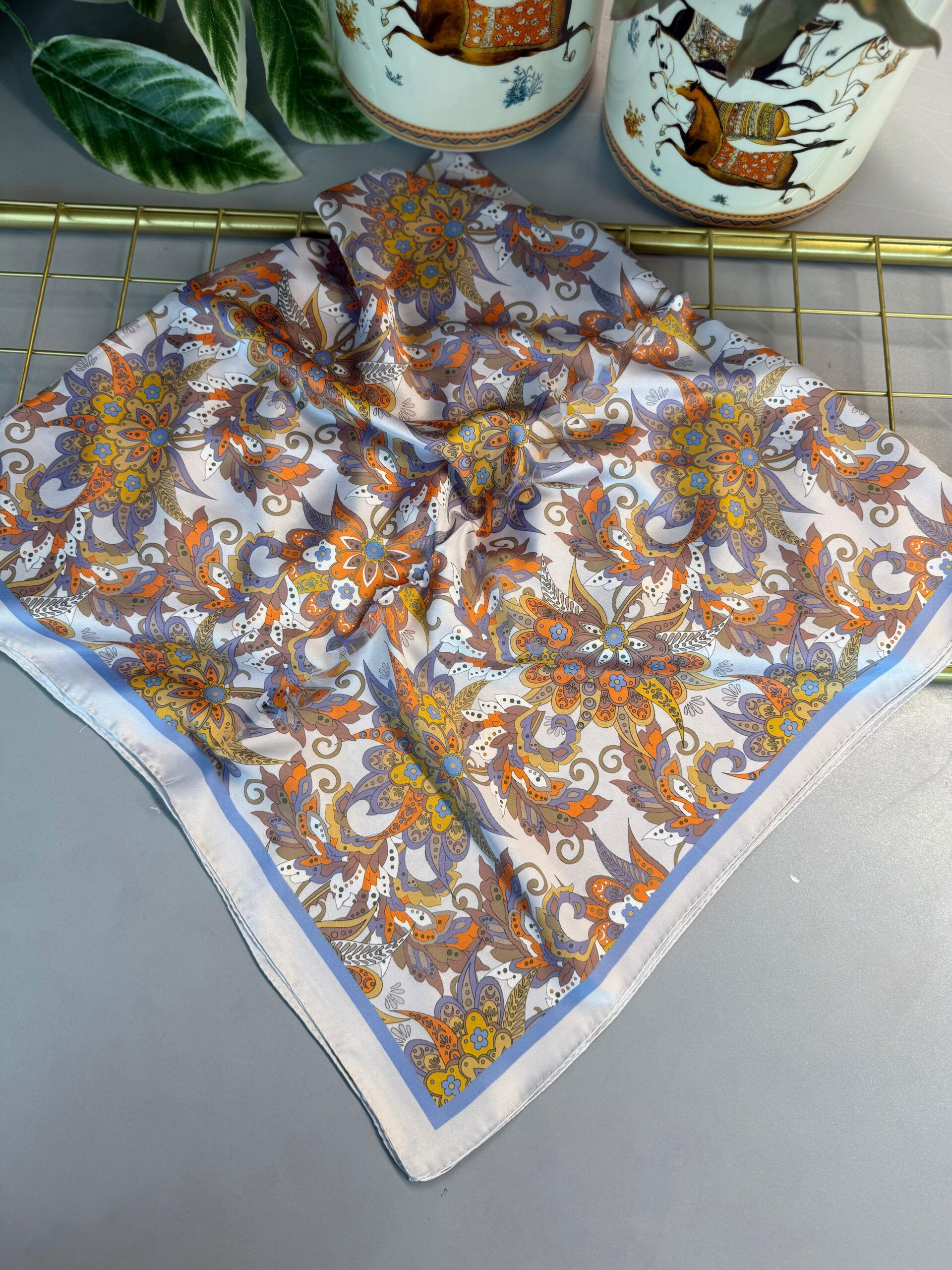 Mimoza Desen Vual İpek Eşarp-6203408-Lila