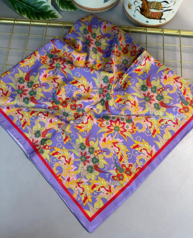 Mimoza Desen Vual İpek Eşarp-6203408-Leylak