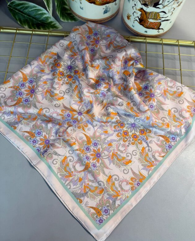 Mimoza Desen Vual İpek Eşarp-6203408-Pastel Gül