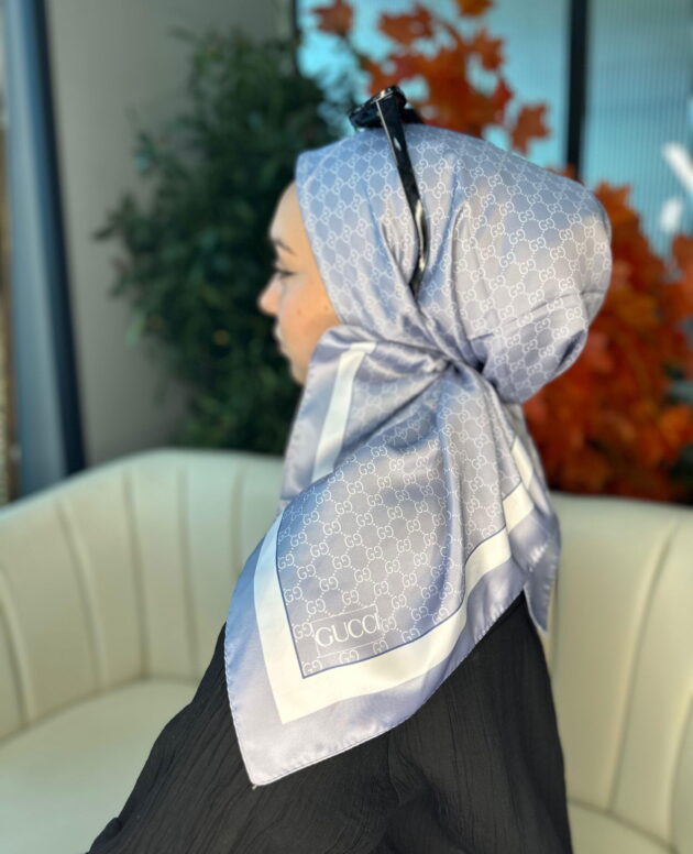 Gucci Desen Vual İpek Eşarp-6204527-Gri