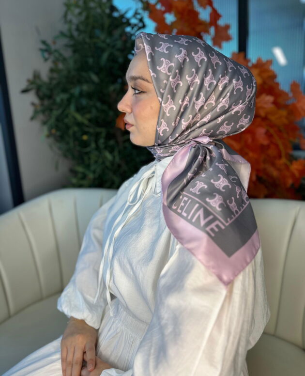 Celine Desen Vual İpek Eşarp-6204527-Pudra