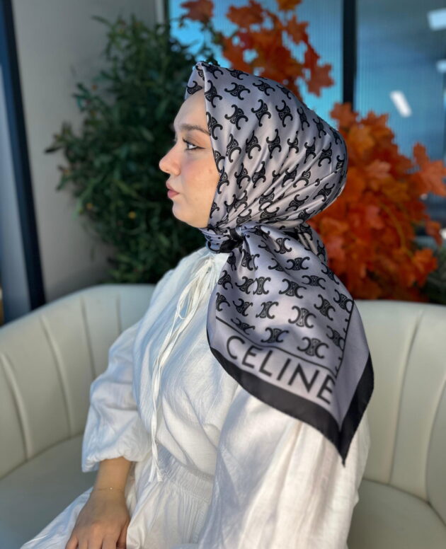 Celine Desen Vual İpek Eşarp-6204527-Antrasit