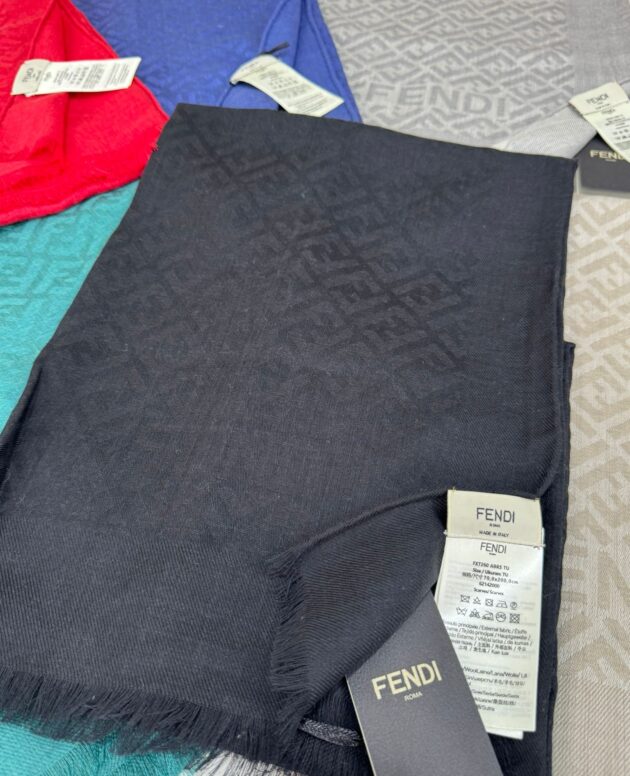İTHAL A+ Fendi Yün İpek Çift Taraflı Marka Şal 87452 - Siyah