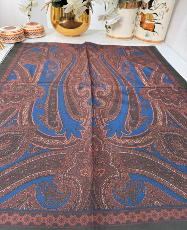 Etro Pamuk İpek Şal -987654 Acı Kahve Lacivert