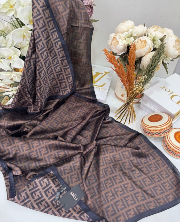 Fendi İthal Vual İpek Şal-Siyah