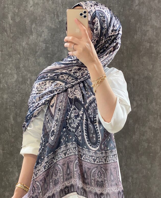 Etro Desen Hint Vual İpek Şal - Füme